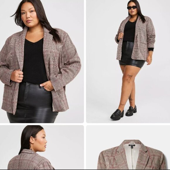 Torrid Gray Black Plaid Blazer Size 3 - Picture 15 of 15